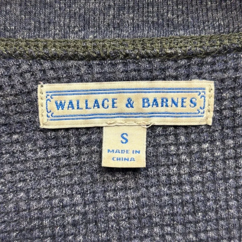 Wallace & Barnes Men Henley Waffle Thermal Shirt Top Size Small Blue D121 -18